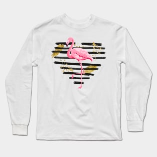 Flamingo with distressed heart Long Sleeve T-Shirt